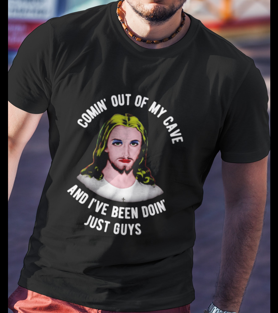 Comin' Out Of My Cave And I've Been Doin' Just Guys Retro Jesus T-Shirt