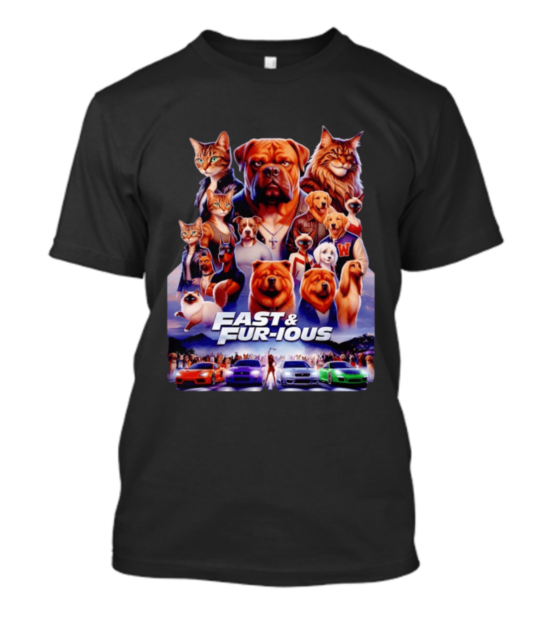 Dogs Cats Fast And Fur Ious Car Racing Pets T-Shirt