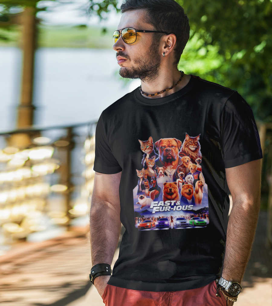 Dogs Cats Fast And Fur Ious Car Racing Pets T-Shirt