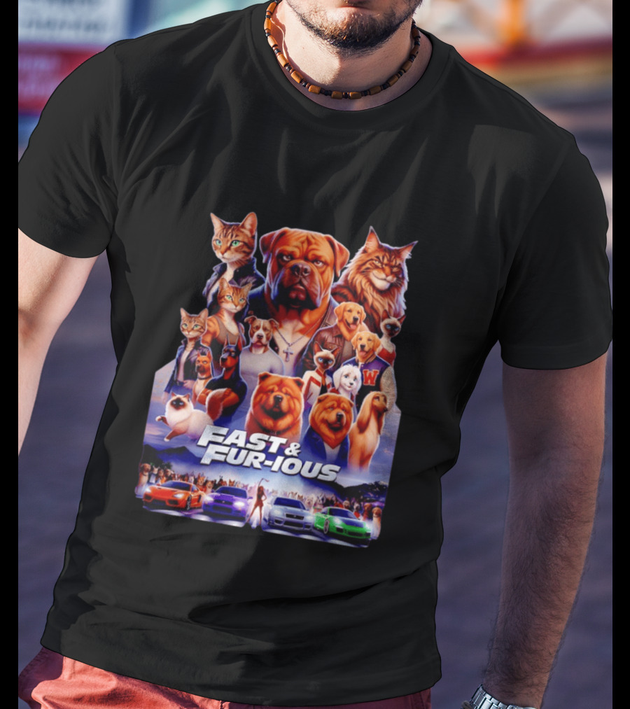 Dogs Cats Fast And Fur Ious Car Racing Pets T-Shirt