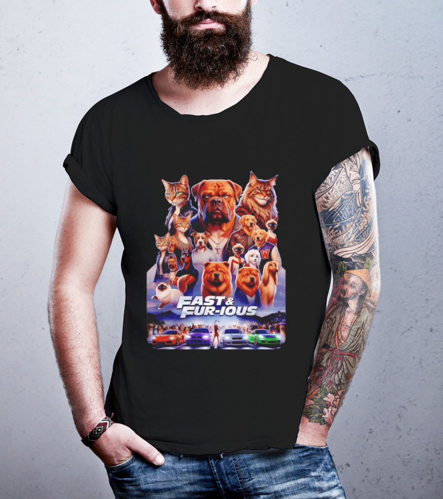 Dogs Cats Fast And Fur Ious Car Racing Pets T-Shirt
