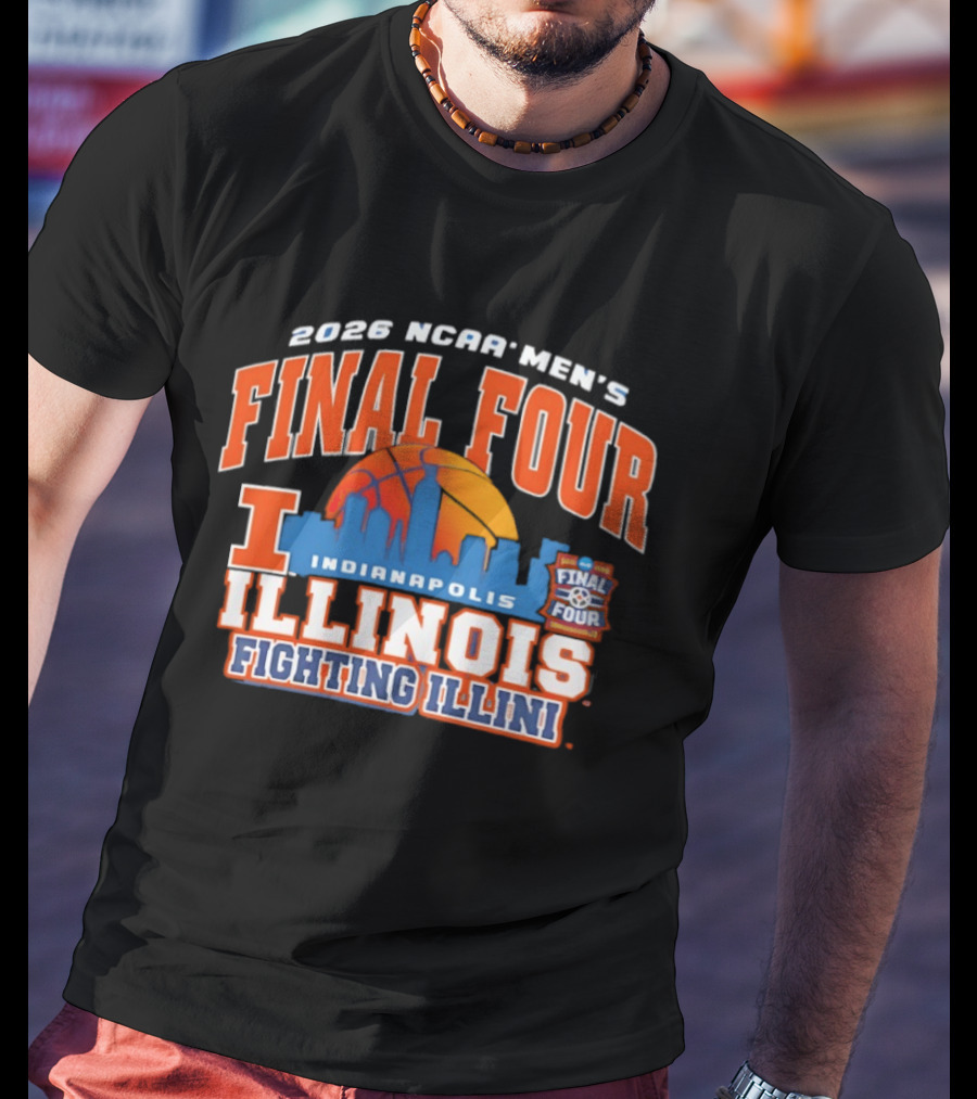 2026 NCAA Men's Final Four Indianapolis Illinois Fighting Illini Basketball Skyline T-Shirt