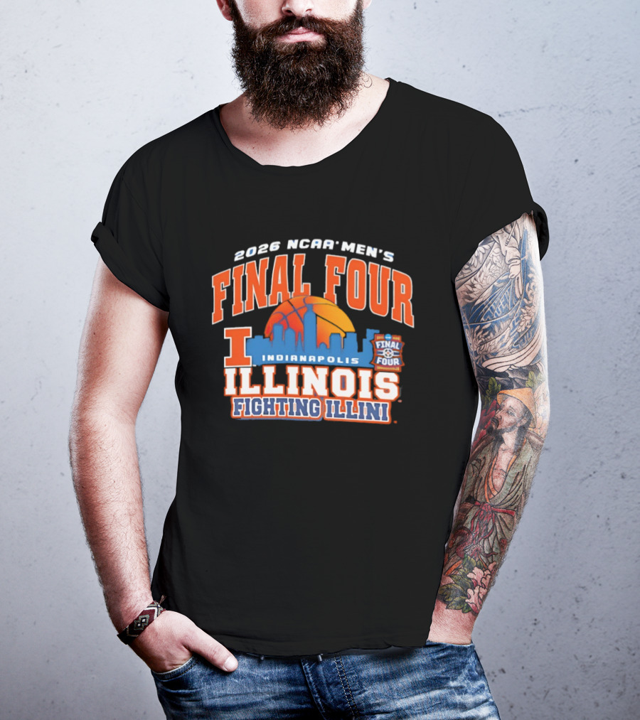 2026 NCAA Men's Final Four Indianapolis Illinois Fighting Illini Basketball Skyline T-Shirt