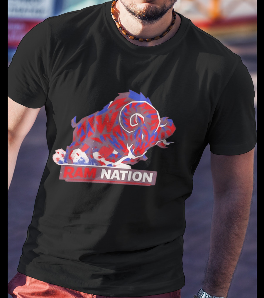 Ram Nation Red Blue Charging Ram T-Shirt