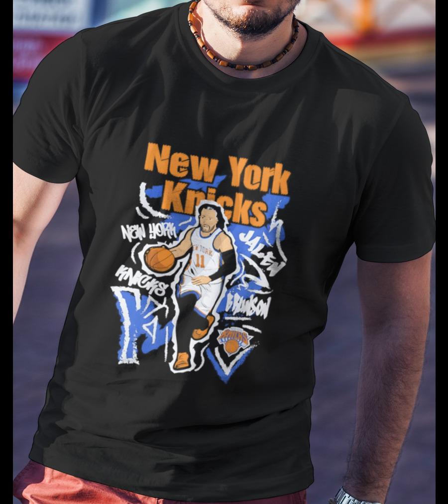 New York Knicks Jalen Brunson 11 Basketball NBA Player Cartoon T-Shirt
