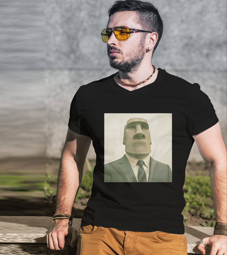 Moai Statue Wearing Business Suit T-Shirt