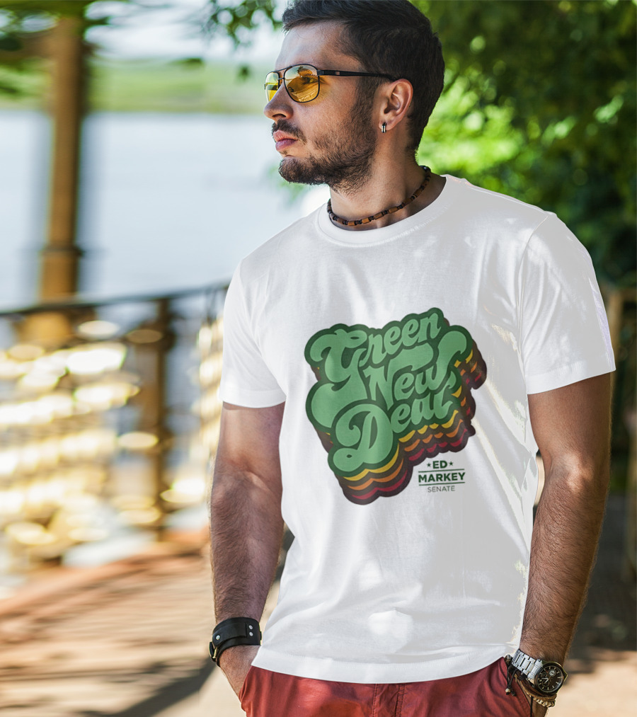 Green New Deal Ed Markey Senate Retro Font T-Shirt