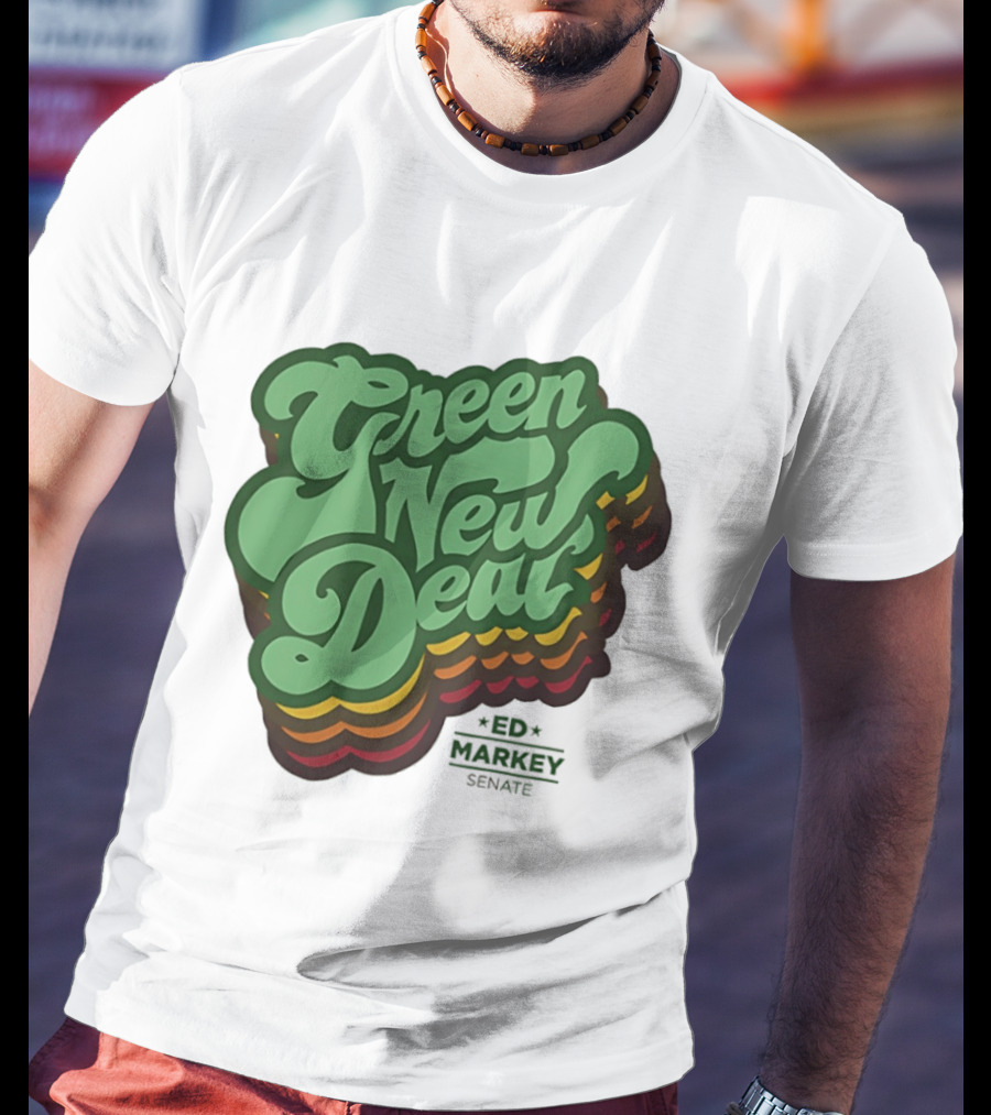 Green New Deal Ed Markey Senate Retro Font T-Shirt