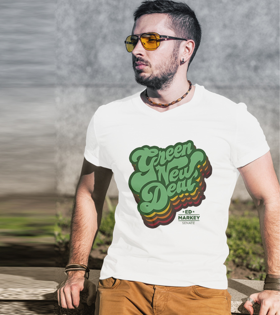 Green New Deal Ed Markey Senate Retro Font T-Shirt