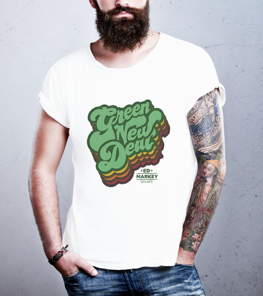 Green New Deal Ed Markey Senate Retro Font T-Shirt
