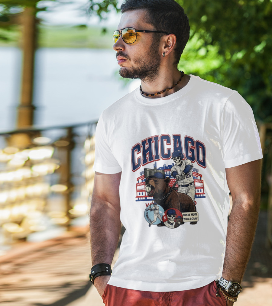 Chicago Cubs Wrigley Field Skeleton Baseball Champions This Is More Than A Game T-Shirt