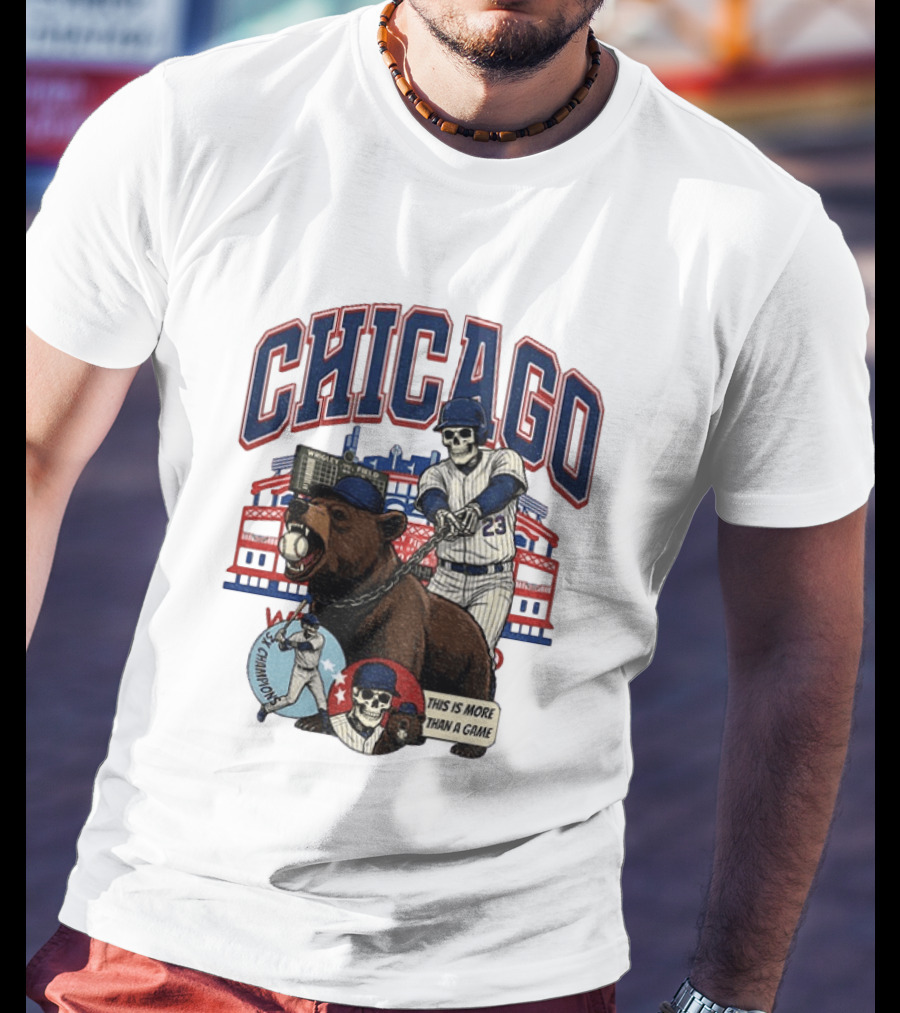 Chicago Cubs Wrigley Field Skeleton Baseball Champions This Is More Than A Game T-Shirt