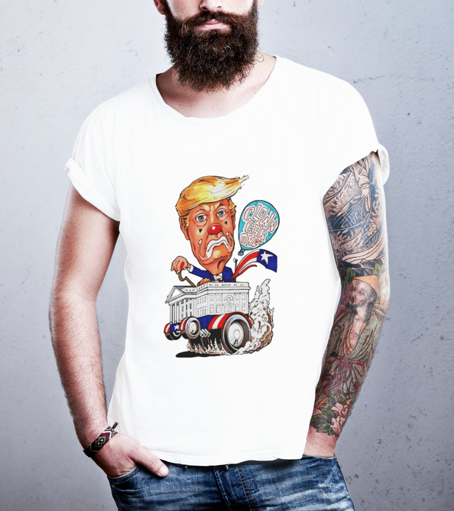 Clown Car One Cartoon Trump White House Sátira Política Divertida T-Shirt