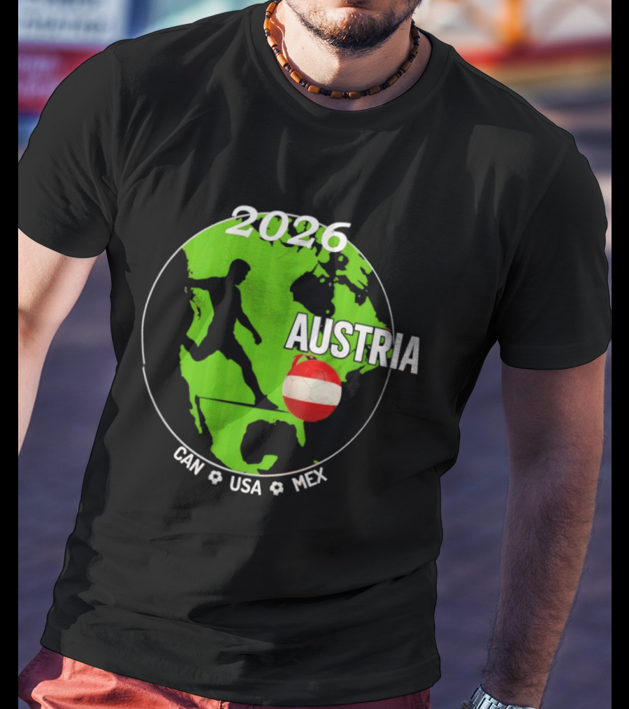 Austria Football 2026 CAN USA MEX World Cup Soccer Map T-Shirt