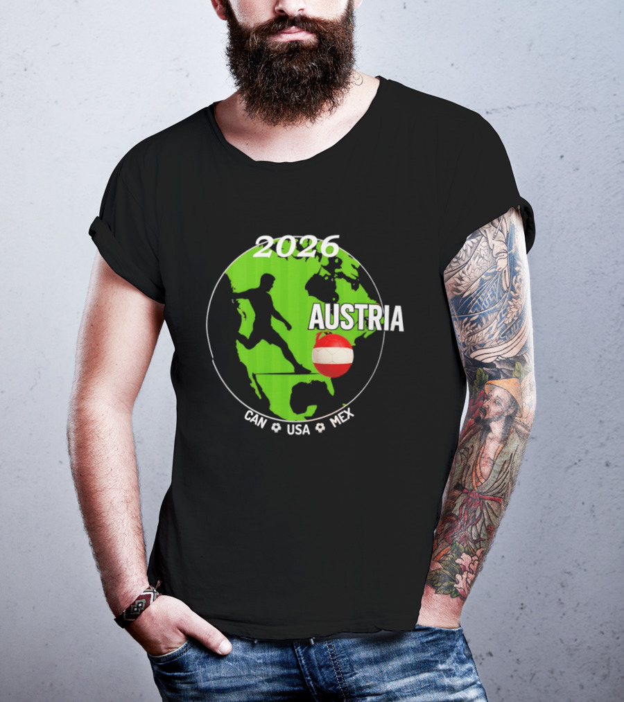 Austria Football 2026 CAN USA MEX World Cup Soccer Map T-Shirt