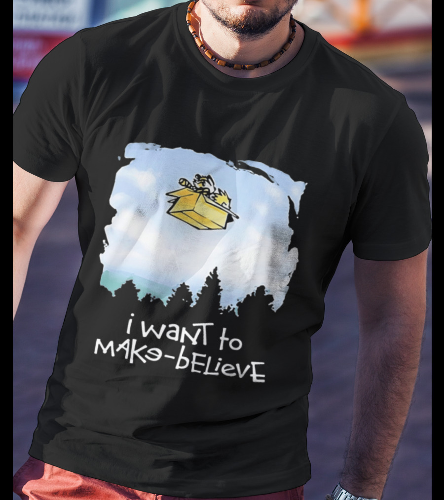 I Want To Mako Believe Calvin And Hobbes Inspired Flying Box Adventure T-Shirt