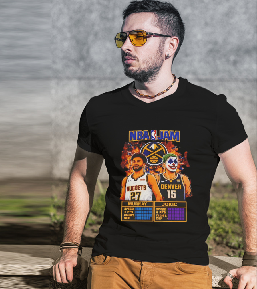 NBA Jam Denver Nuggets Jokic And Murray Basketball Legends T-Shirt