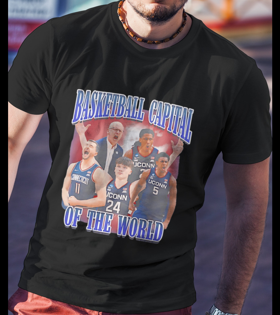 UConn Huskies Basketball Capital Of The World Dan Hurley Players T-Shirt