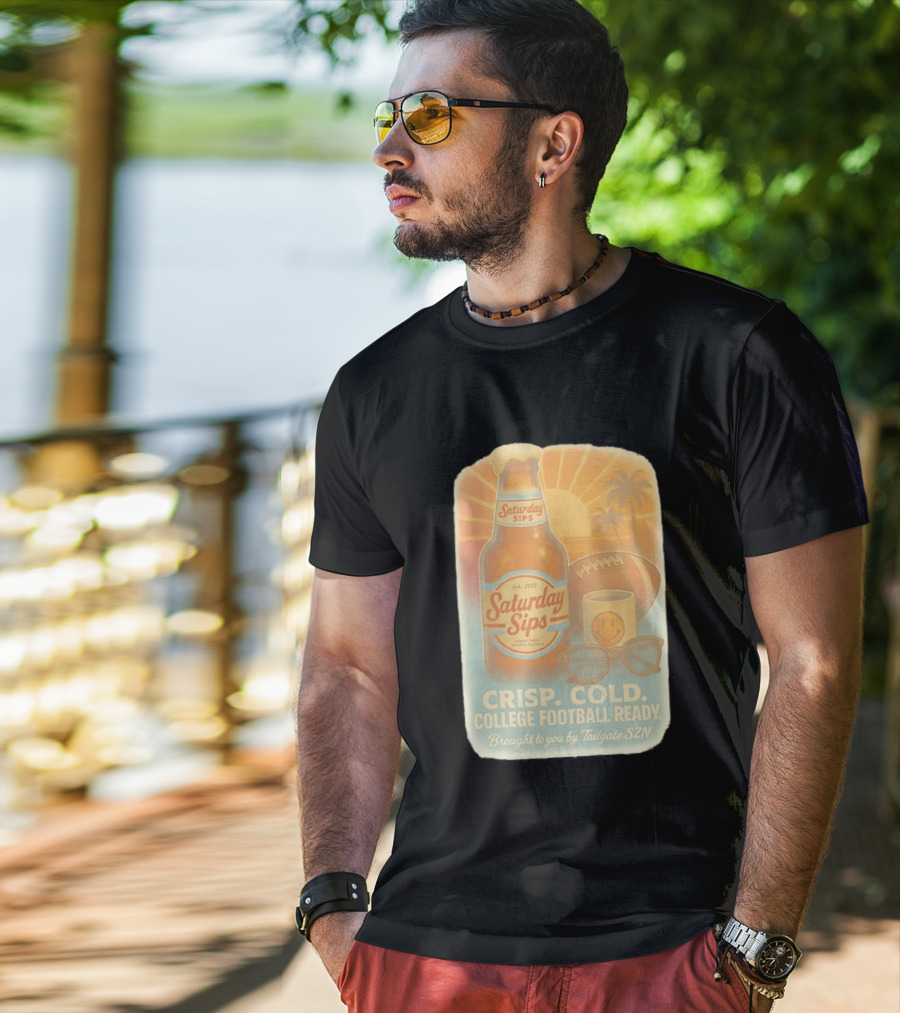 Saturday Sips Est 2022 Crisp Cold College Football Ready Tailgate SZN T-Shirt