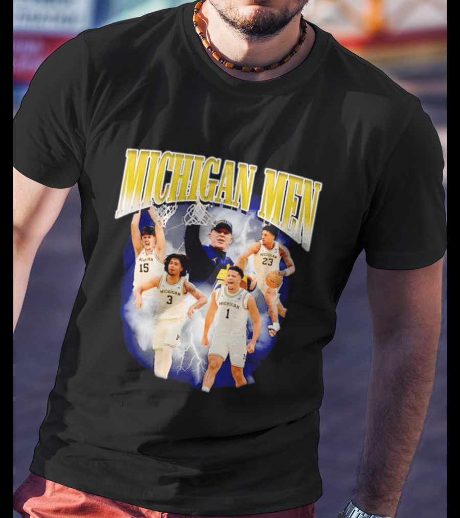 Michigan Men Wolverines Basketball Players Dusty May Coach Lightning T-Shirt