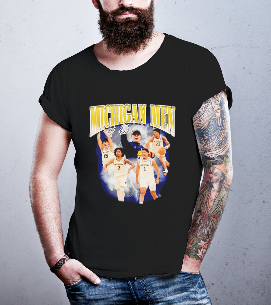 Michigan Men Wolverines Basketball Players Dusty May Coach Lightning T-Shirt