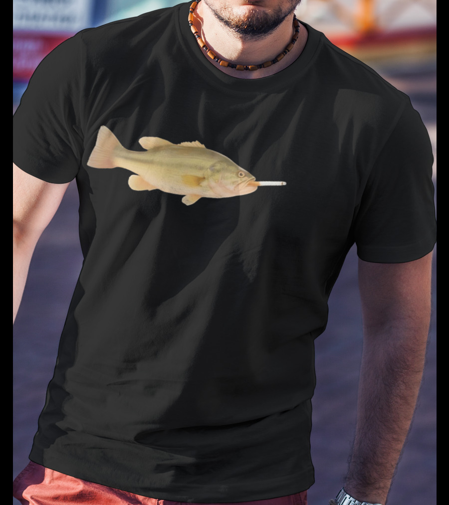 Fish Smoking Cigarette Novelty Humor T-Shirt