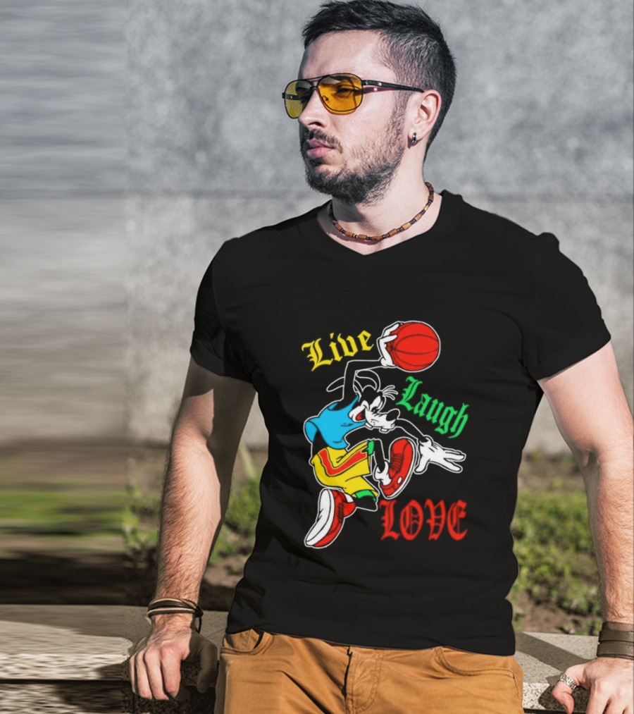 Live Laugh Love Goofy Basketball Colorful Dunk T-Shirt