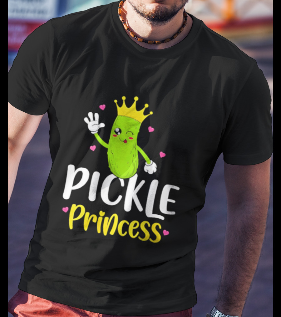 Pickle Princess Crown Cute Fun Cartoon T-Shirt