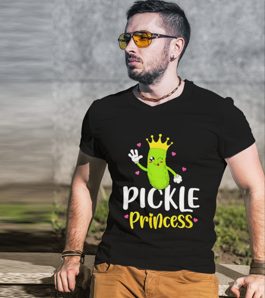 Pickle Princess Crown Cute Fun Cartoon T-Shirt