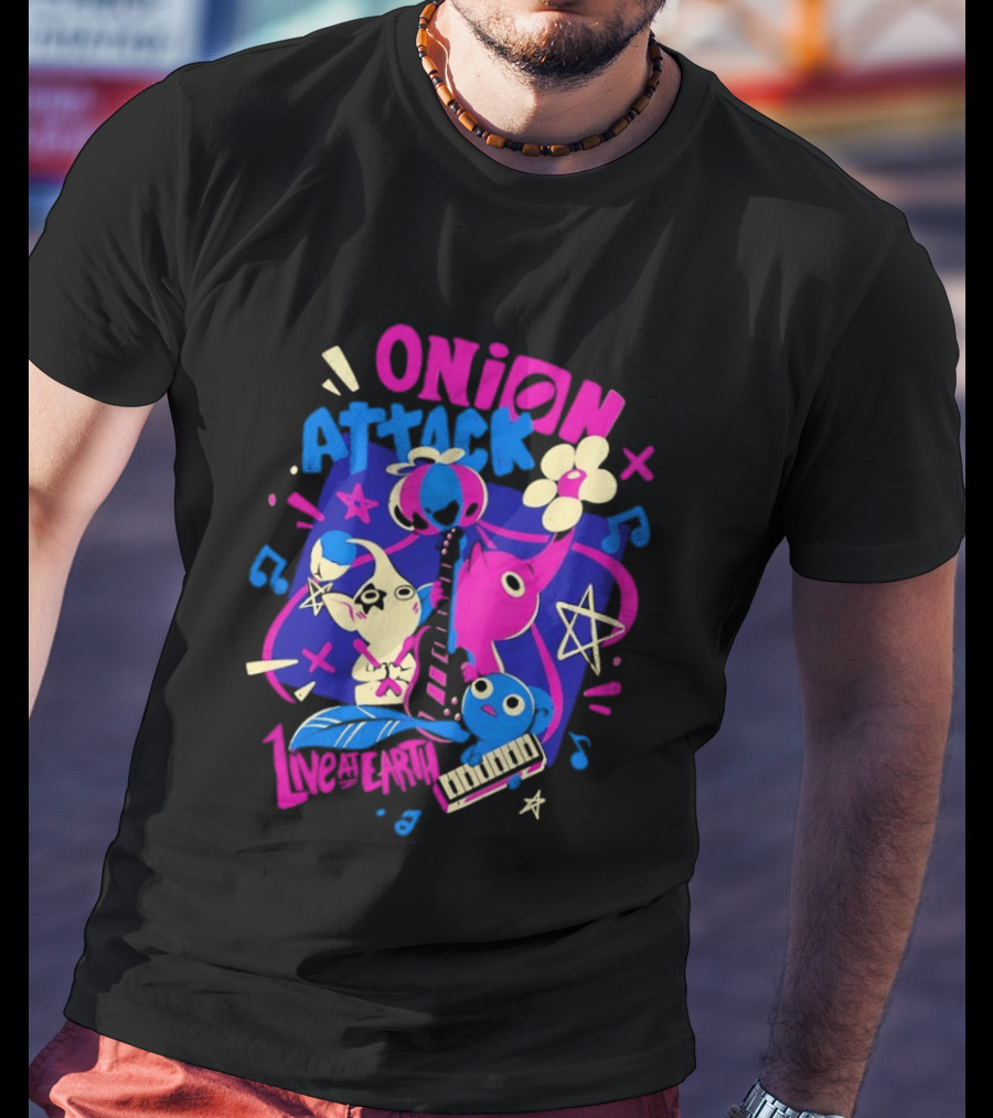 Onion Attack Live At Earth Pikmin Music Themed Concept T-Shirt