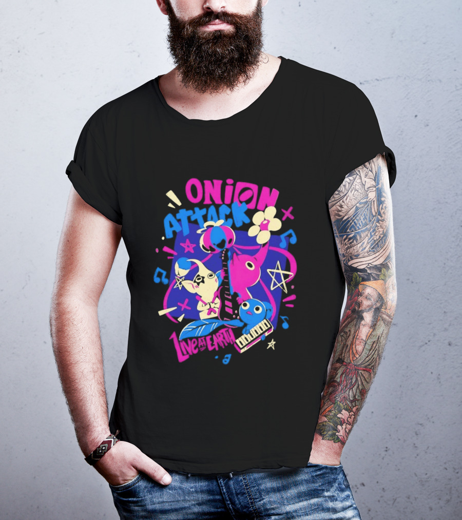 Onion Attack Live At Earth Pikmin Music Themed Concept T-Shirt