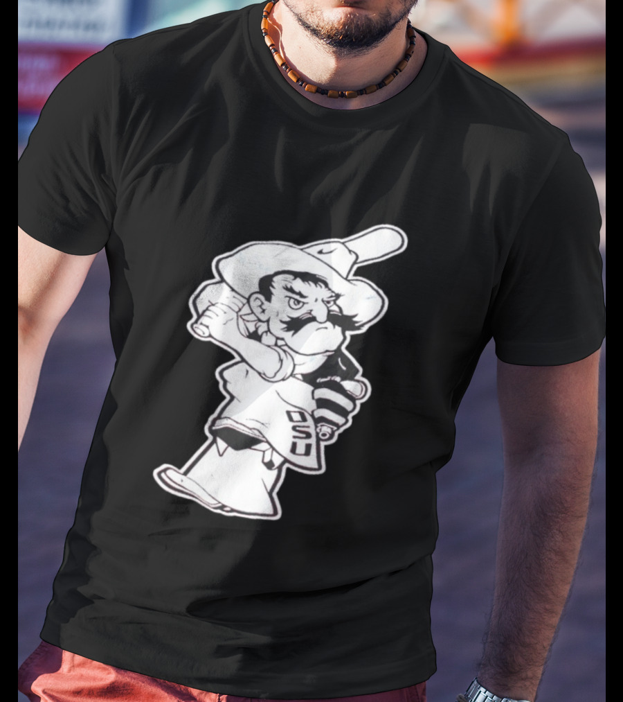Pistol Pete Pitching OSU Cowboy Baseball T-Shirt