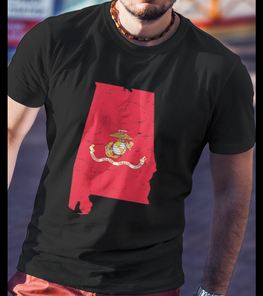 United States Marine Corps Alabama Emblem Map T-Shirt