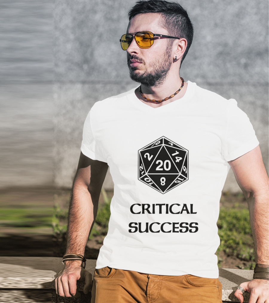 Critical Success Dungeons And Dragons Dice 20 14 2 8 T-Shirt
