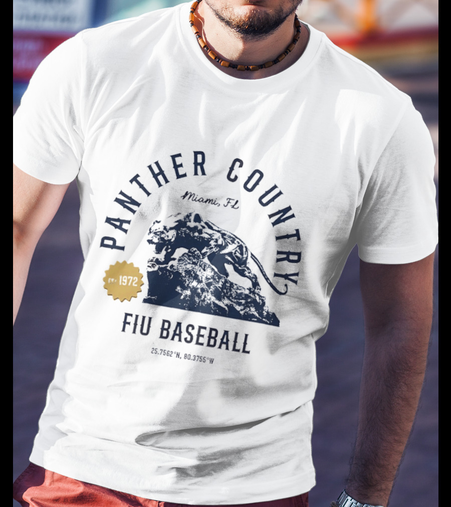 Panther Country FIU Baseball Miami FL 1972 Coordinates T-Shirt