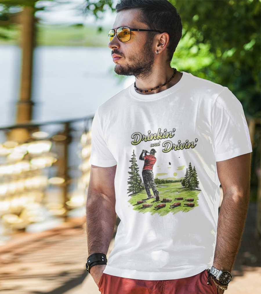 Drinkin' And Drivin' Golfer With Bottles On Golf Course T-Shirt
