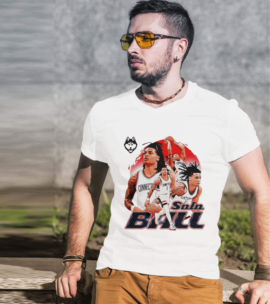 UConn Huskies Solo Ball Connecticut Men's Basketball Collage T-Shirt
