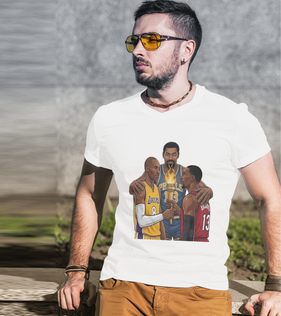 Wilt Chamberlain Kobe Bryant Lakers Bam Adebayo Miami Heat Passing The Torch T-Shirt