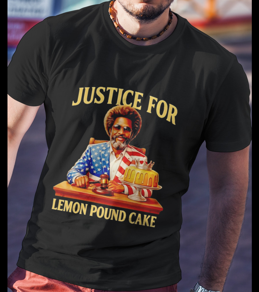 Justice For Lemon Pound Cake Meme Retro Style Judge With Gavel And Patriotic Suit T-Shirt