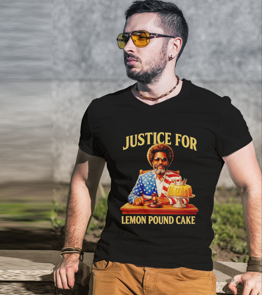 Justice For Lemon Pound Cake Meme Retro Style Judge With Gavel And Patriotic Suit T-Shirt
