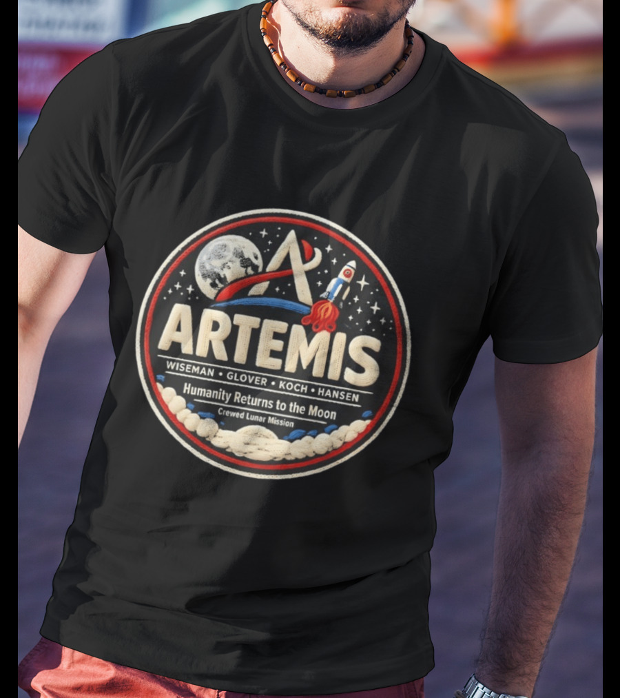 Artemis Wiseman Glover Koch Hansen Humanity Returns To The Moon Crewed Lunar Mission T-Shirt