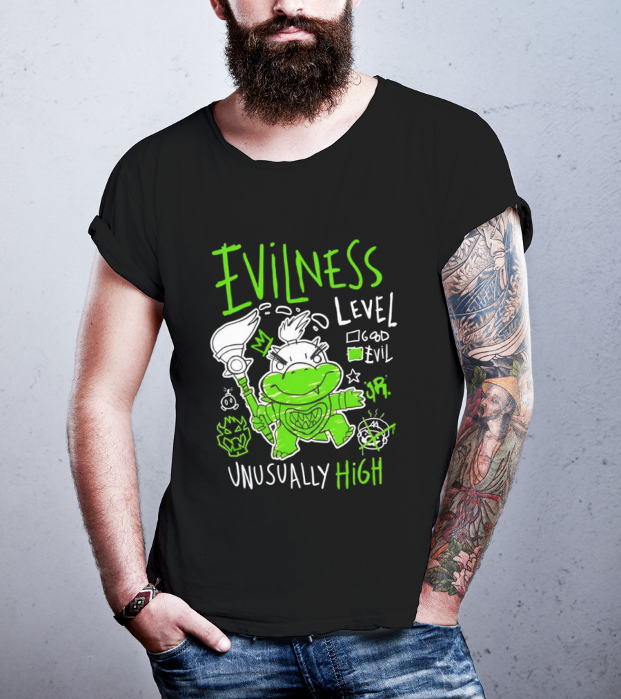 Baby Bowser Evilness Level Unusually High Mischievous Green T-Shirt
