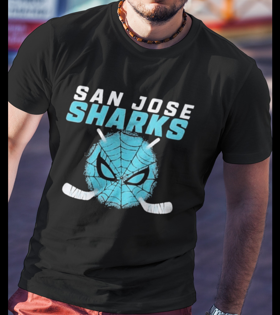 San Jose Sharks Spider Hockey Mask T-Shirt