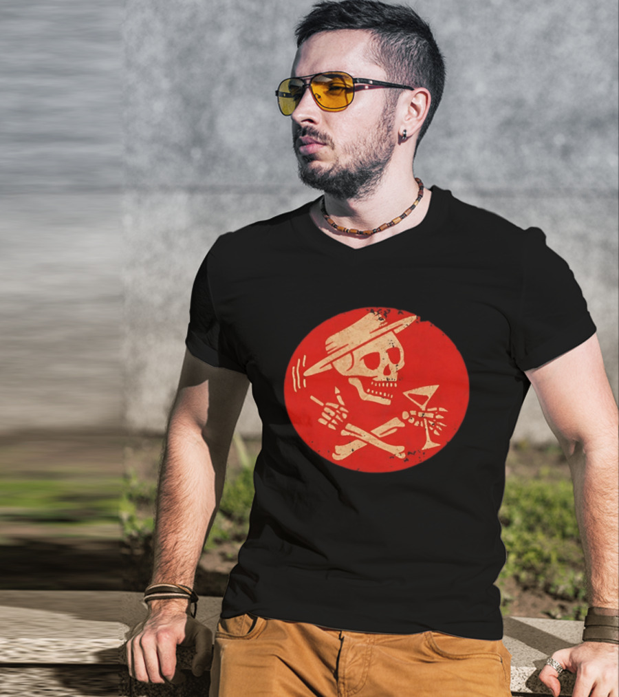 Social Distortion Skeleton Skull With Hat And Martini T-Shirt