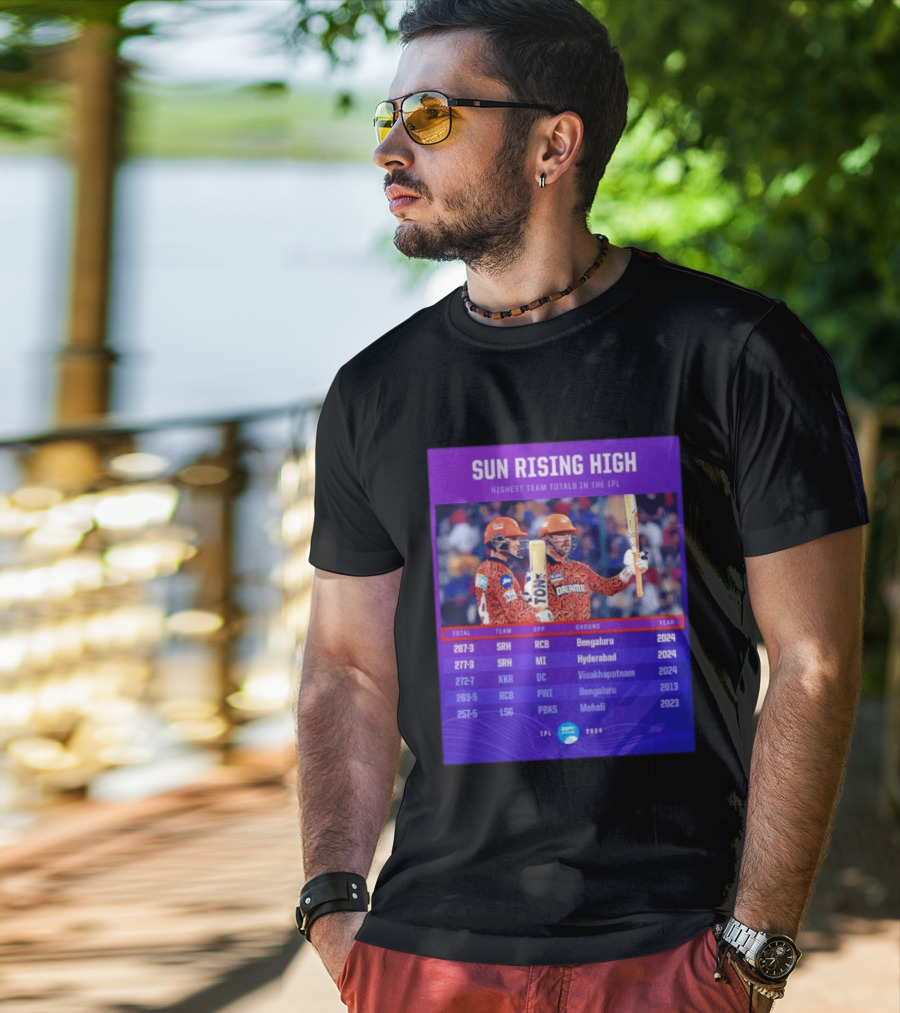 Sun Rising High SRH Highest Team Totals IPL 2024 Bengaluru Hyderabad Visakhapatnam Mohali T-Shirt