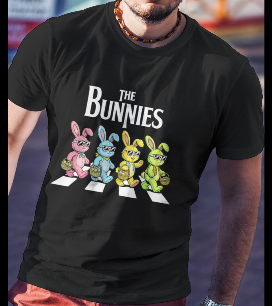 The Bunnies Walking Across Abbey Road In Colorful Sunglasses T-Shirt