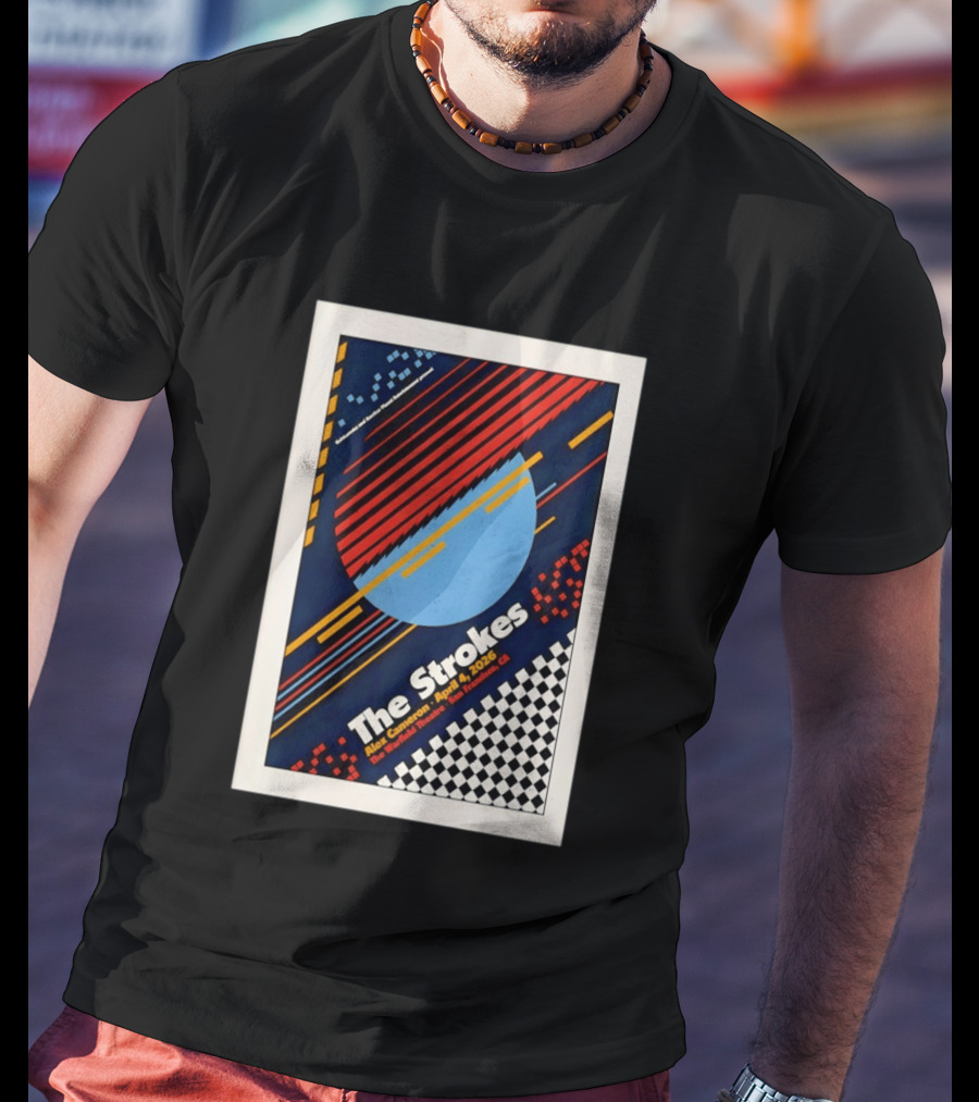 The Strokes Alex Cameron April 4 2026 San Francisco CA Checkerboard Stripes T-Shirt