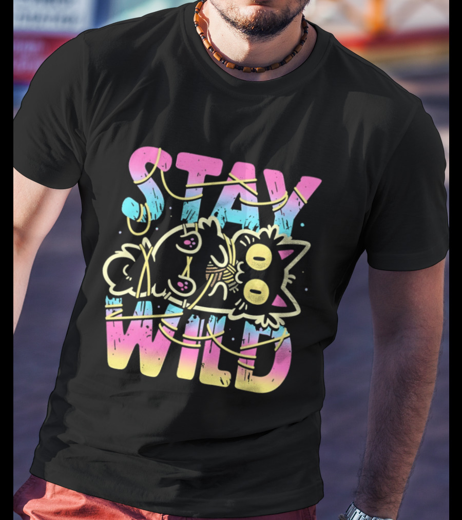 Stay Wild Wrapped In Chaos Cat Bound In Nonsense Blessed With Menace T-Shirt