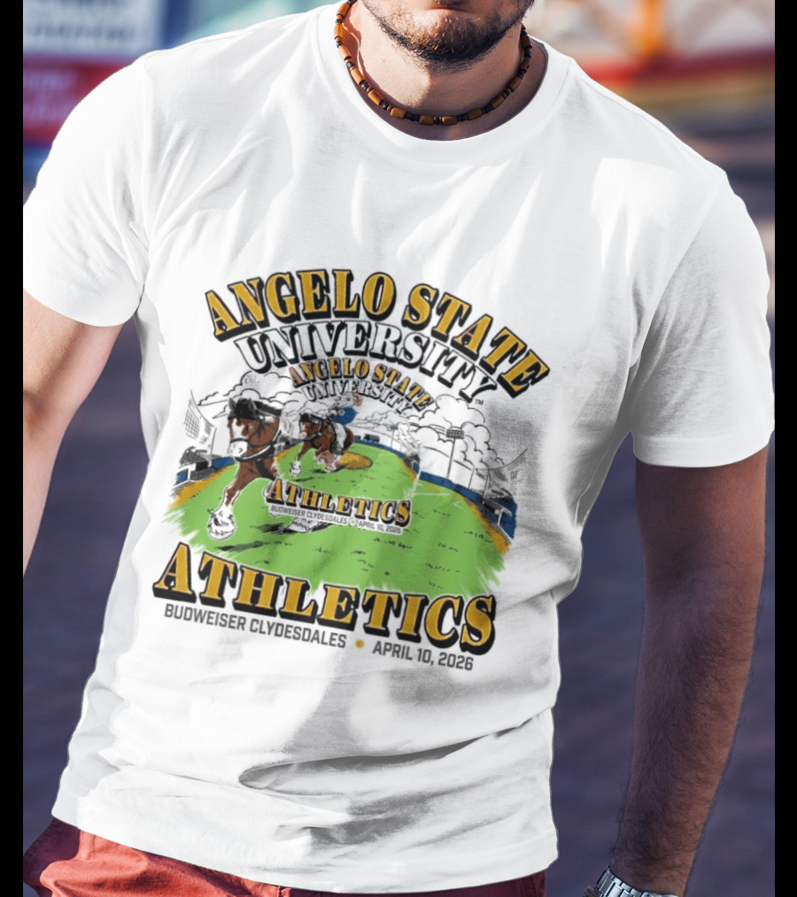 Angelo State University Athletics Budweiser Clydesdales April 10 2026 Event Celebration T-Shirt