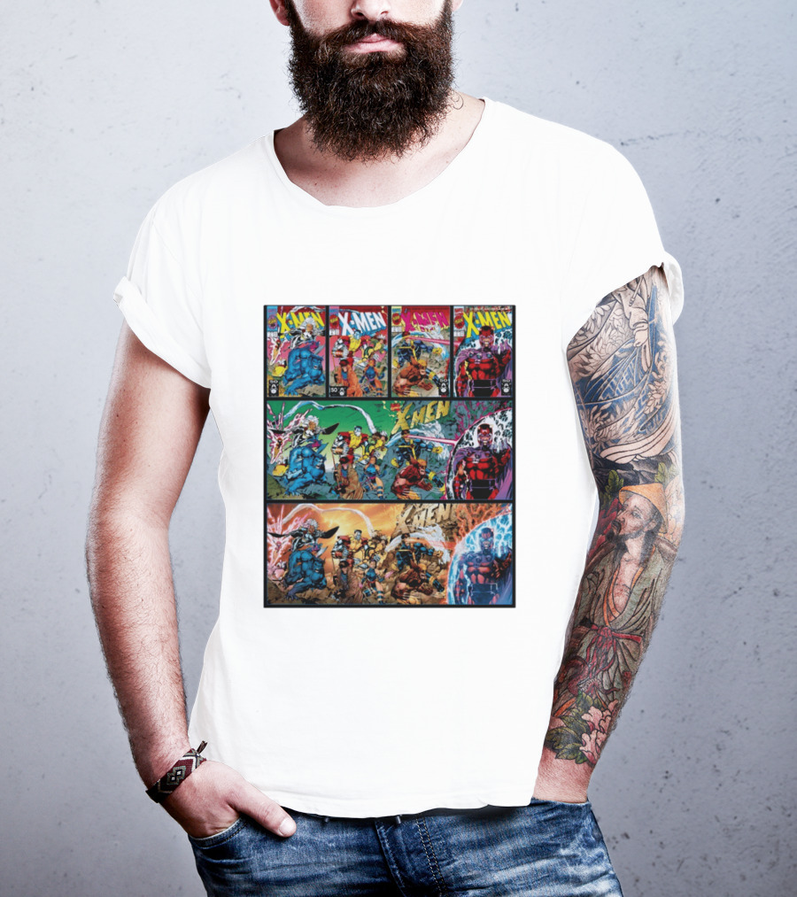 X Men The Animated Series Marvel Comics Classic Covers Wolverine Magneto Cyclops Storm T-Shirt